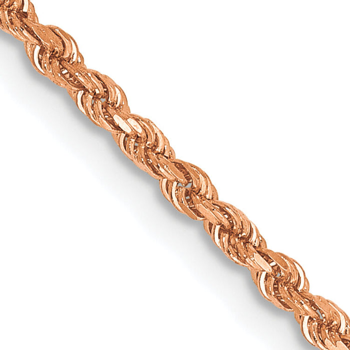 14k Rose Gold 1.75mm D/C Rope with Lobster Clasp Chain-014R-20