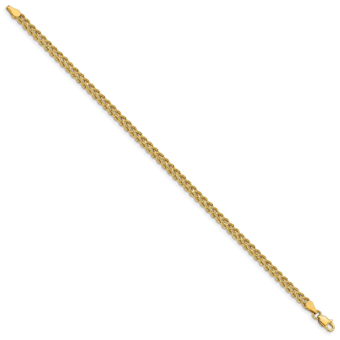 14k 3.75mm Double Strand Rope Bracelet-014S2-8