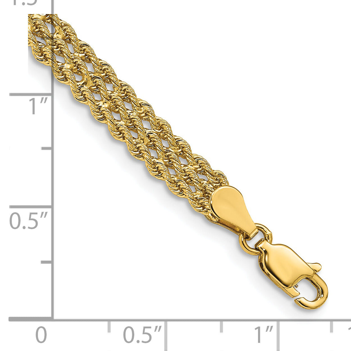 14k 5.5mm Triple Strand Rope Bracelet-014S3-8