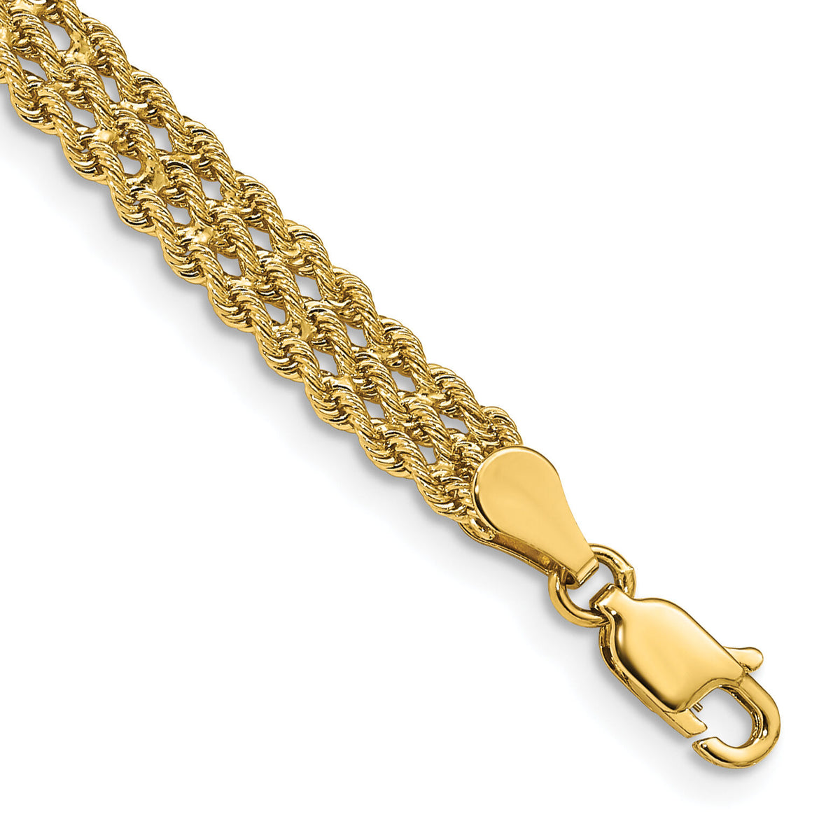 14k 5.5mm Triple Strand Rope Bracelet-014S3-8