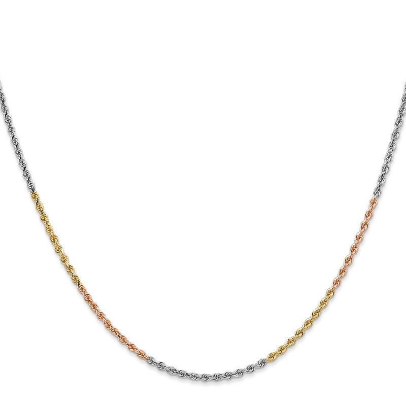 14K Tri-colored 18 inch 1.75mm Diamond-cut Rope with Lobster Clasp Chain-014TC-18