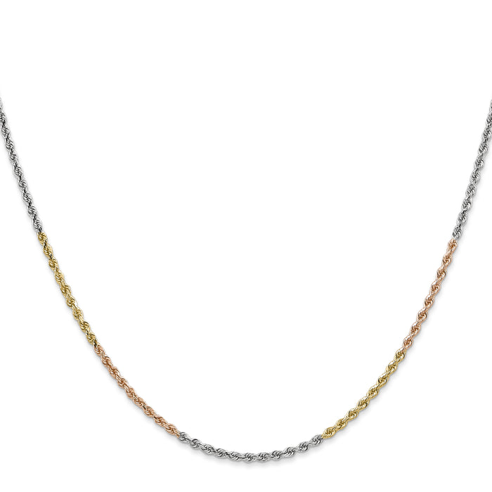 14k Tri-Color 1.75mm D/C Rope Chain-014TC-24