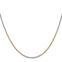 14k Tri-Color 1.75mm D/C Rope Chain-014TC-18