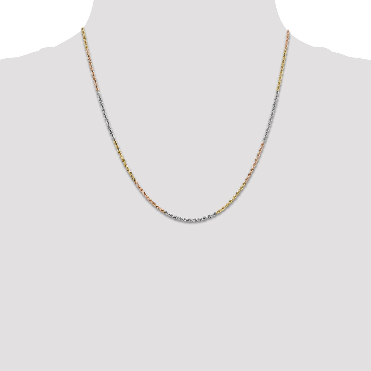 14k Tri-Color 1.75mm D/C Rope Chain-014TC-20