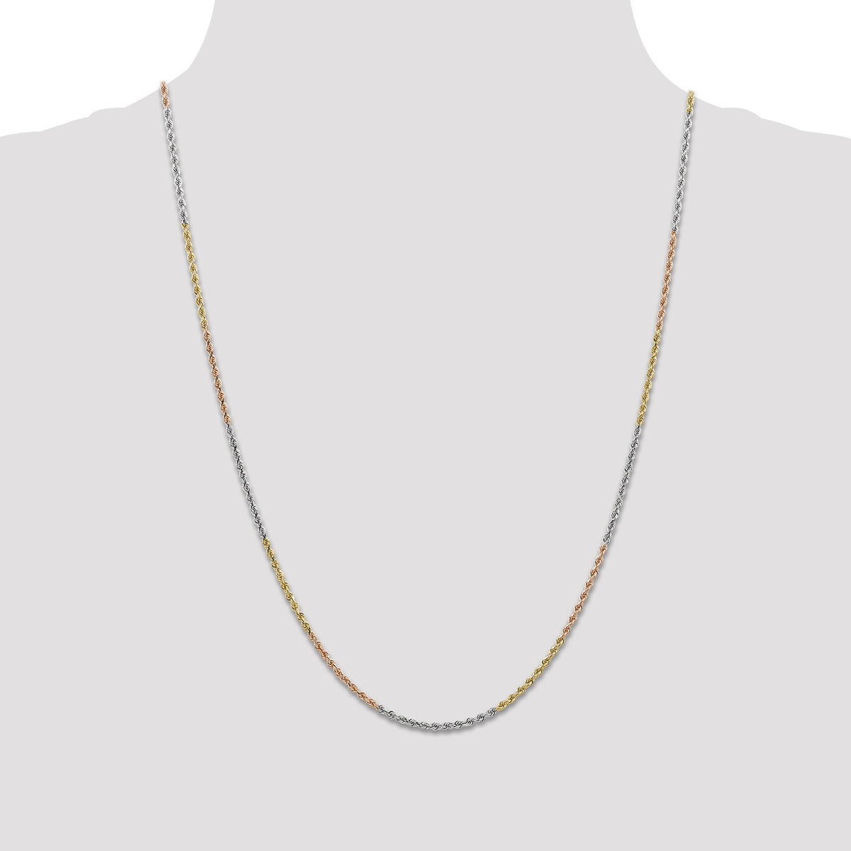14k Tri-Color 1.75mm D/C Rope Chain-014TC-24