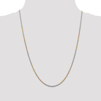14k Tri-Color 1.75mm D/C Rope Chain-014TC-24
