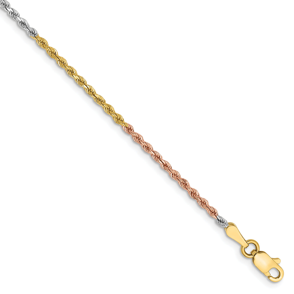 14k Tri-Color 1.75mm D/C Rope Chain-014TC-8