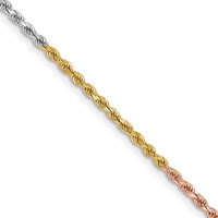 14k Tri-Color 1.75mm D/C Rope Chain-014TC-20