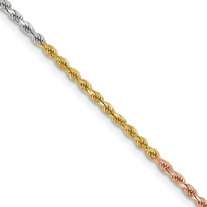 14k Tri-Color 1.75mm D/C Rope Chain-014TC-18