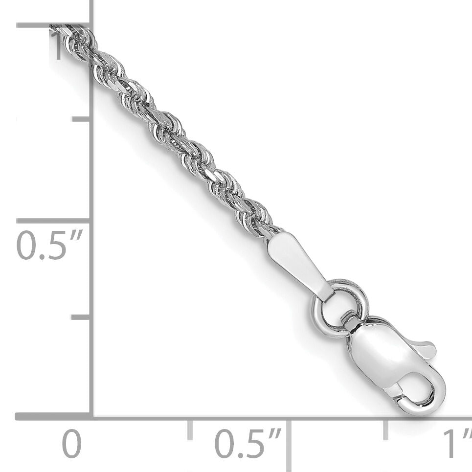 14k White Gold 1.75mm D/C Rope with Lobster Clasp Chain-014W-5.5