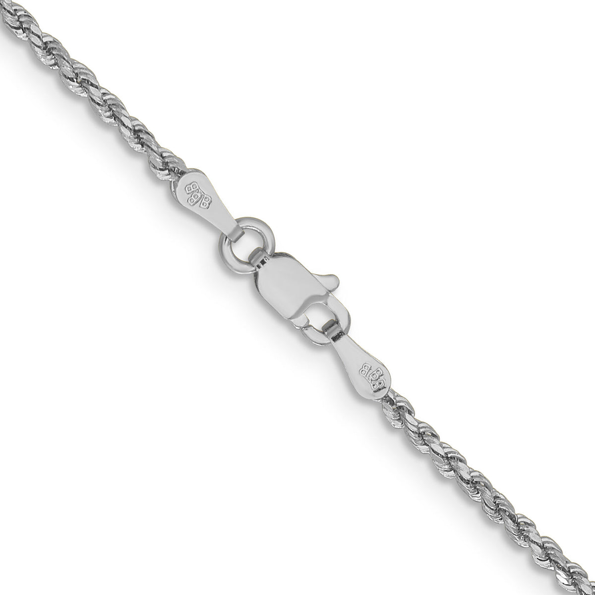 14k White Gold 1.8mm Lightweight D/C Rope with Lobster Clasp Chain-014WHL-16
