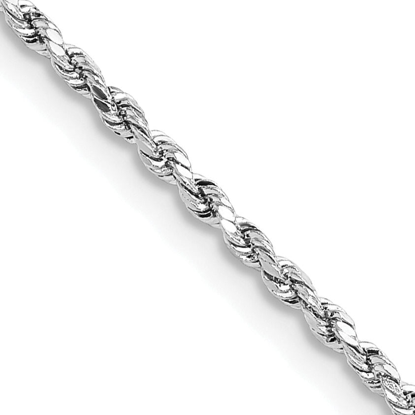 14k White Gold 1.8mm Lightweight D/C Rope with Lobster Clasp Chain-014WHL-16