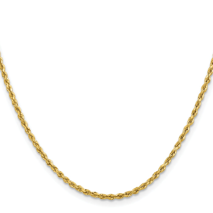 14k 2mm Lightweight D/C Rope with Lobster Clasp Chain-016HL-18