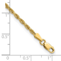 14K 10 inch 2mm Diamond-cut Rope with Lobster Clasp Anklet-016L-10