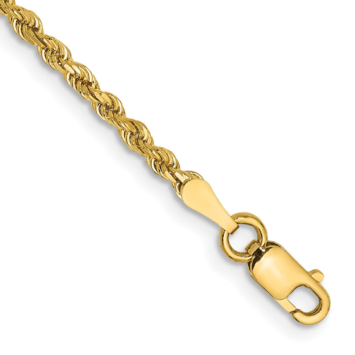 14k 2mm Diamond-cut Rope Chain Anklet-016L-9