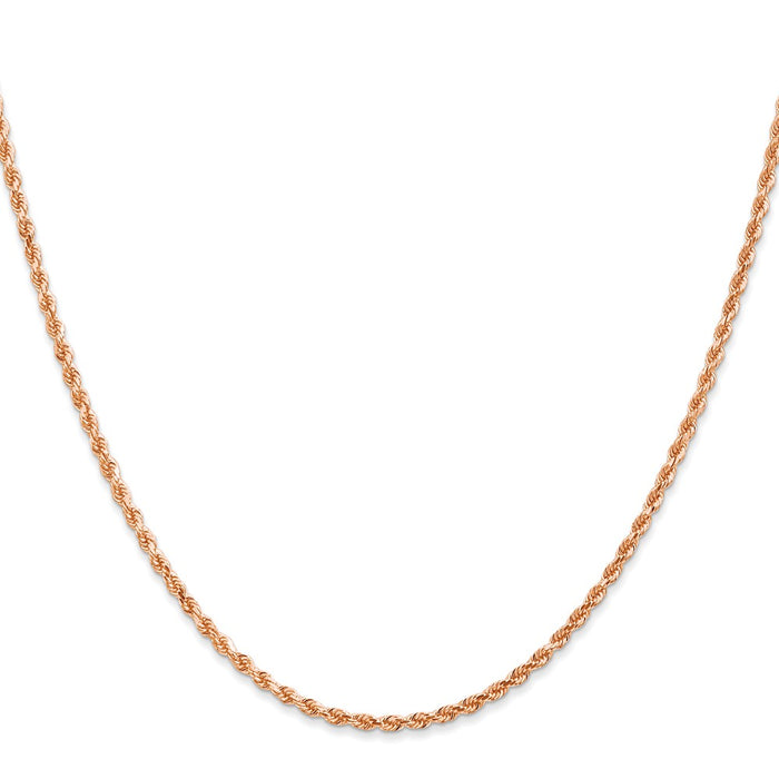 14K Rose Gold 16 inch 2mm Diamond-cut Rope with Lobster Clasp Chain-016R-16