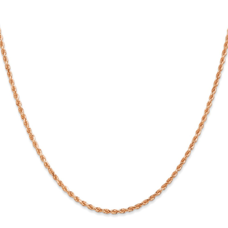 14K Rose Gold 16 inch 2mm Diamond-cut Rope with Lobster Clasp Chain-016R-16