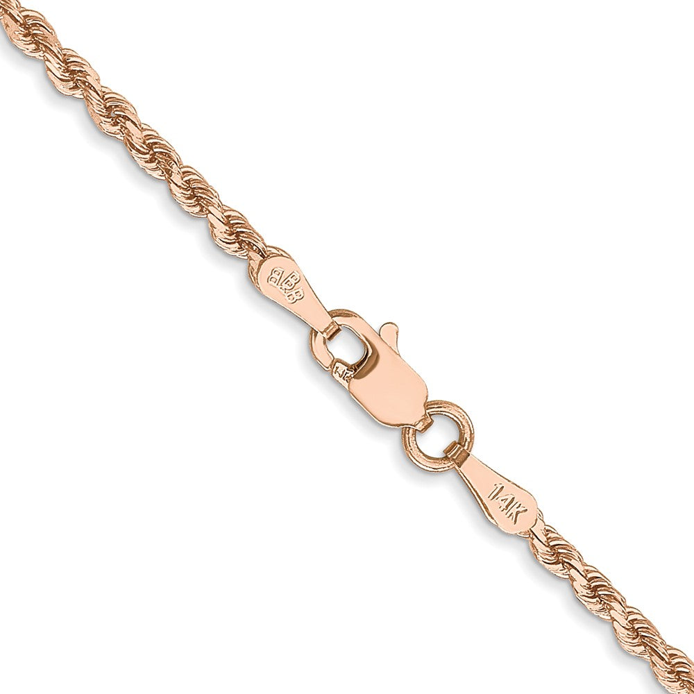 14K Rose Gold 20 inch 2mm Diamond-cut Rope with Lobster Clasp Chain-016R-20