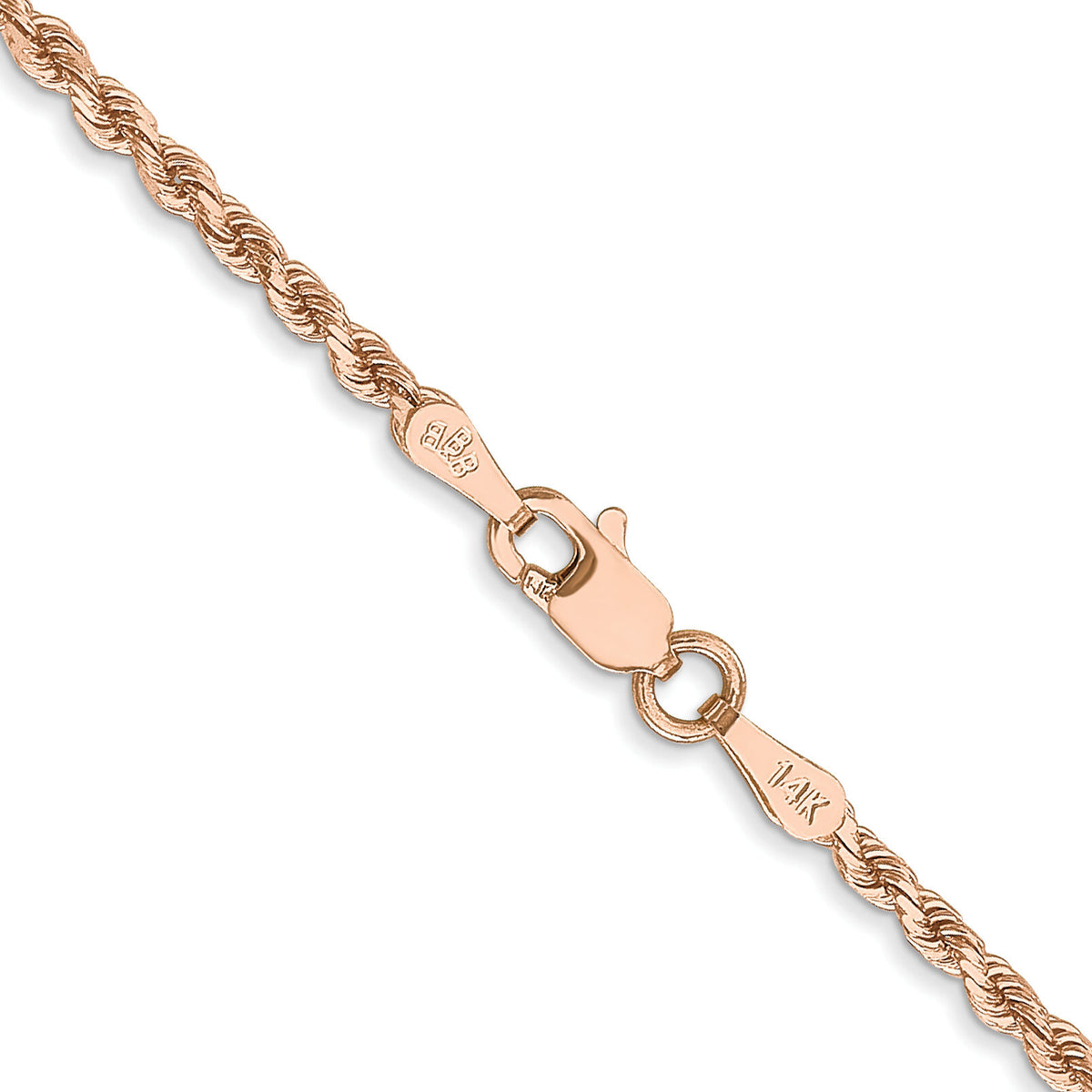 14k Rose Gold 2mm D/C Rope with Lobster Clasp Chain-016R-20