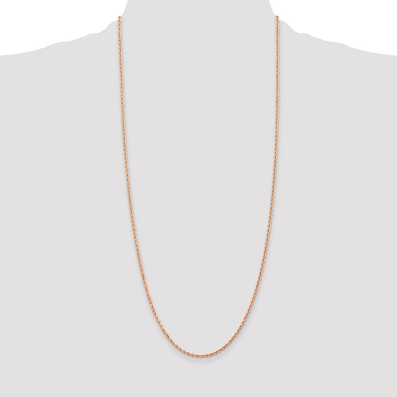 14K Rose Gold 30 inch 2mm Diamond-cut Rope with Lobster Clasp Chain-016R-30