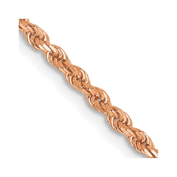 14K Rose Gold 16 inch 2mm Diamond-cut Rope with Lobster Clasp Chain-016R-16