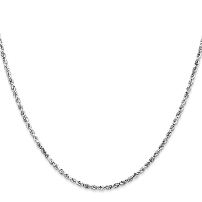 14K White Gold 30 inch 2mm Diamond-cut Rope with Lobster Clasp Chain-016W-30