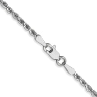 14k White Gold 2mm D/C Rope with Lobster Clasp Chain-016W-30
