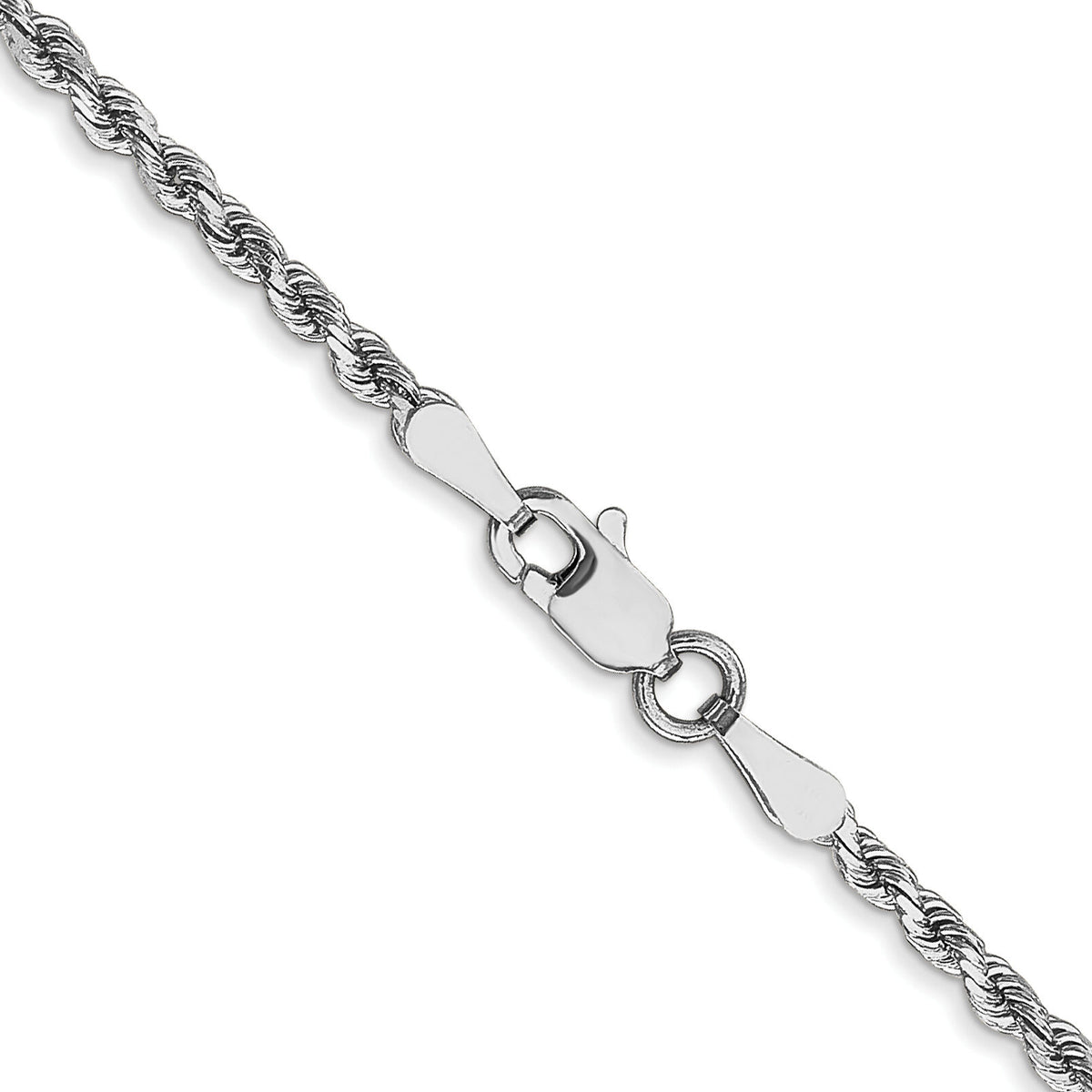 14k White Gold 2mm D/C Rope with Lobster Clasp Chain-016W-26