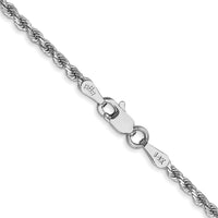 14K White Gold 26 inch 2mm Diamond-cut Rope with Lobster Clasp Chain-016W-26
