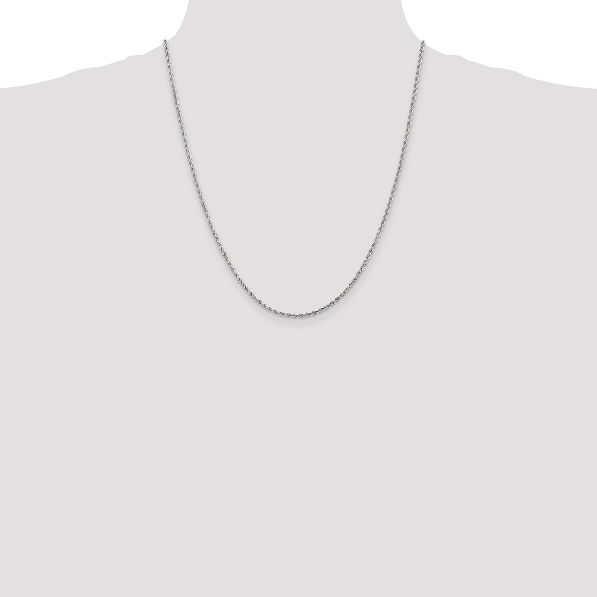 14k White Gold 2mm D/C Rope with Lobster Clasp Chain-016W-22