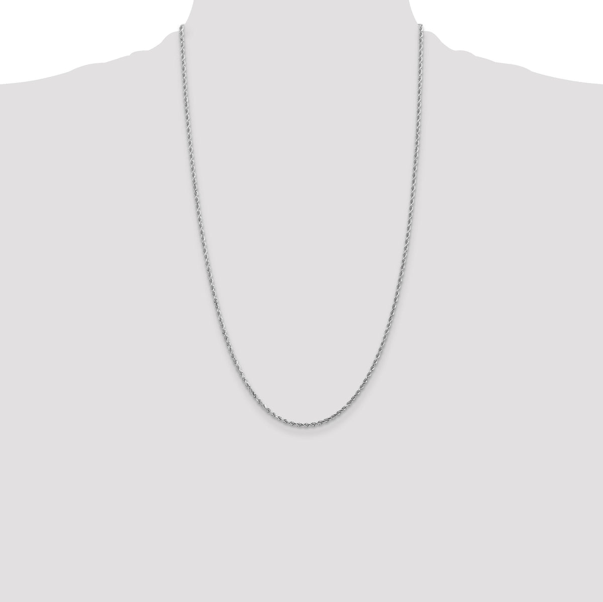 14k White Gold 2mm D/C Rope with Lobster Clasp Chain-016W-26