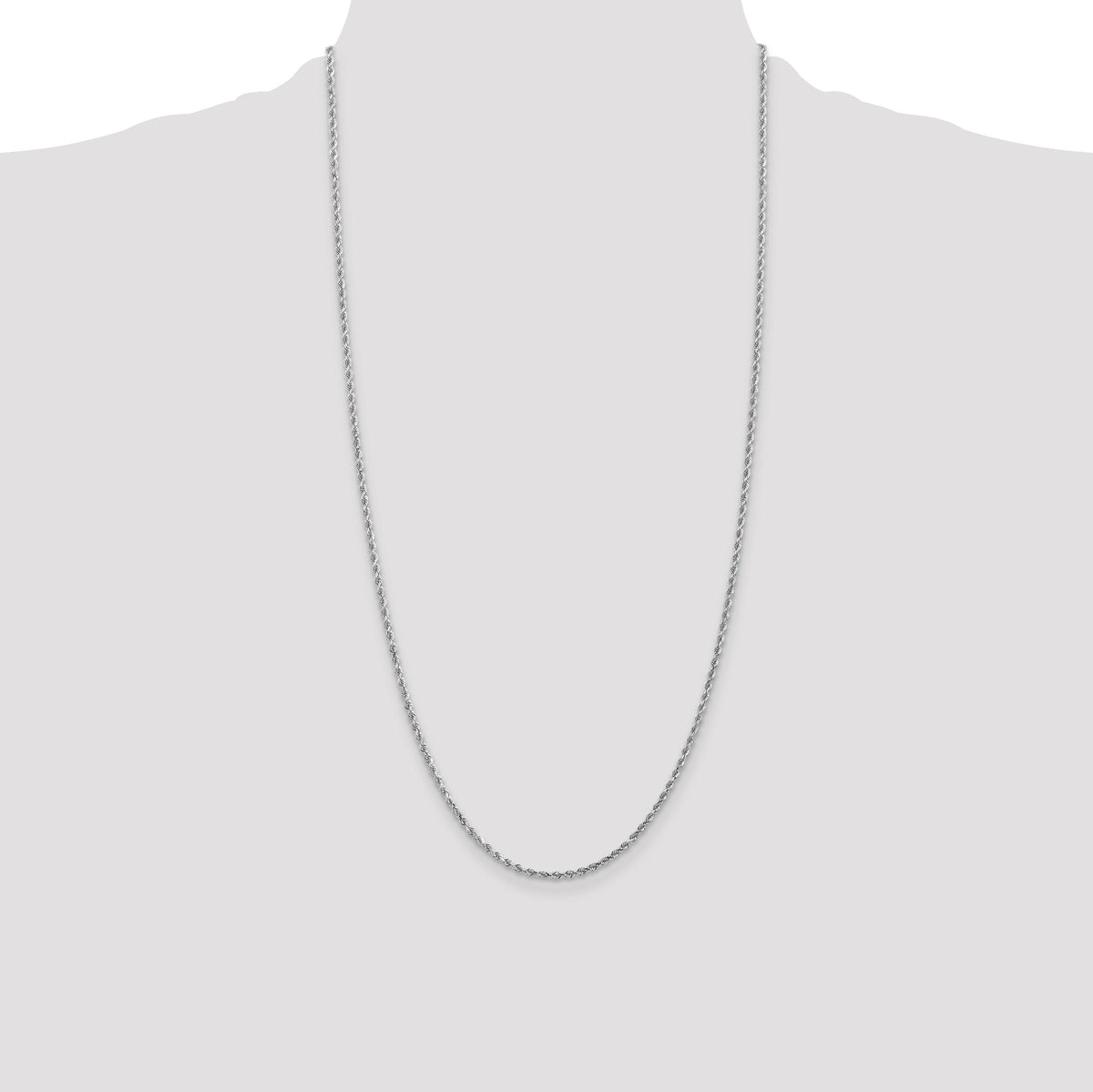 14k White Gold 2mm D/C Rope with Lobster Clasp Chain-016W-28