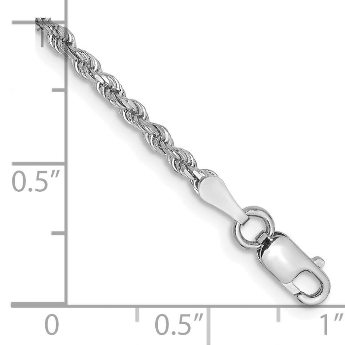 10k White Gold 2mm Diamond-cut Rope Chain-10K016W-10