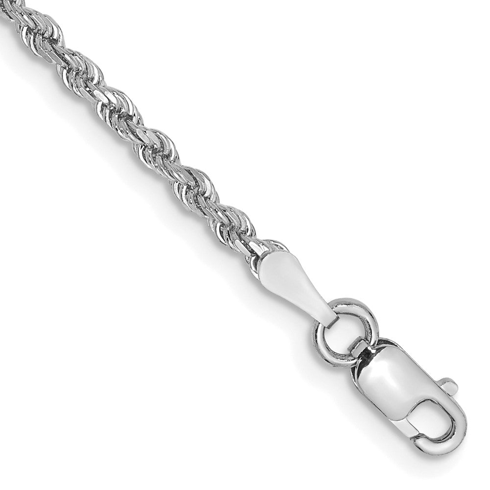14K White Gold 9 inch 2mm Diamond-cut Rope with Lobster Clasp Anklet-016W-9