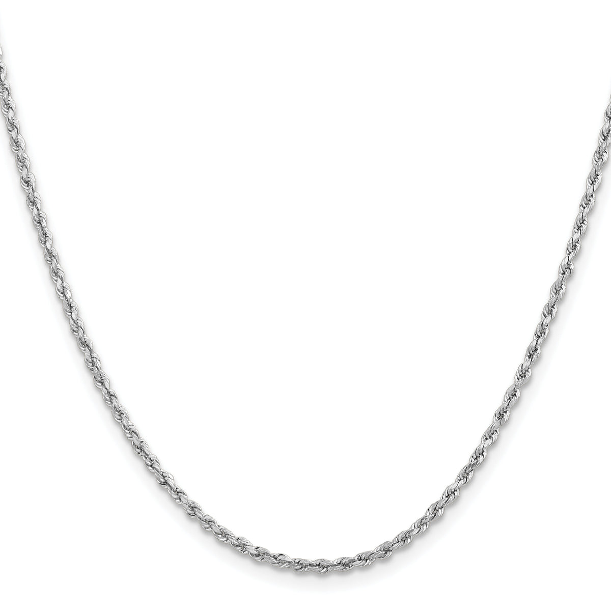 14k White Gold 2mm Lightweight D/C Rope with Lobster Clasp Chain-016WHL-16