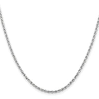 14k White Gold 2mm Lightweight D/C Rope with Lobster Clasp Chain-016WHL-16