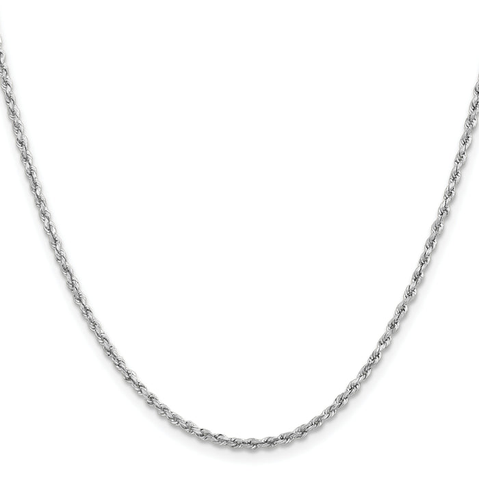 14k White Gold 2mm Lightweight D/C Rope with Lobster Clasp Chain-016WHL-16