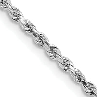 14k White Gold 2mm Lightweight D/C Rope with Lobster Clasp Chain-016WHL-16