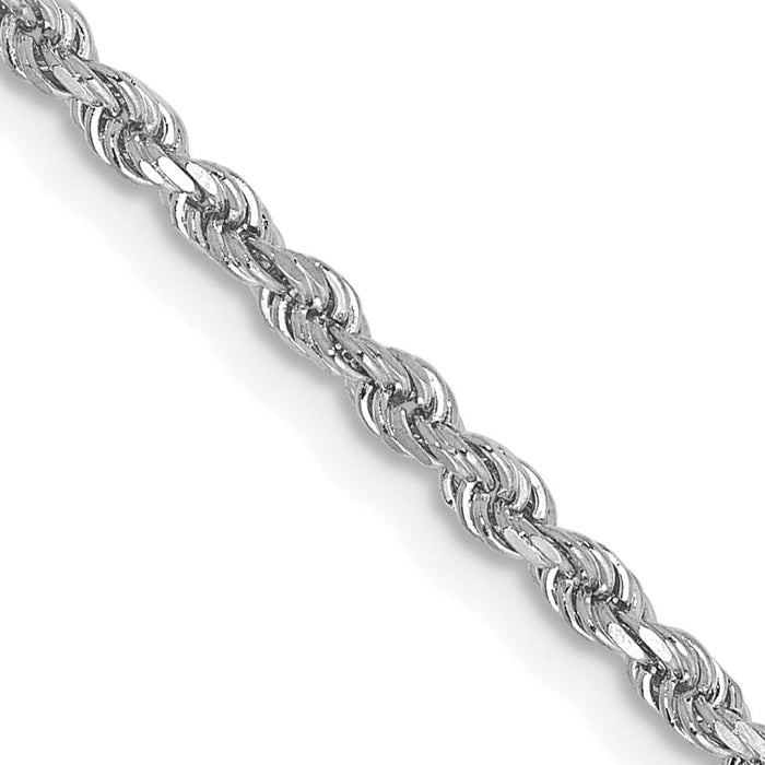 14k White Gold 2mm D/C Rope with Lobster Clasp Chain-016W-30