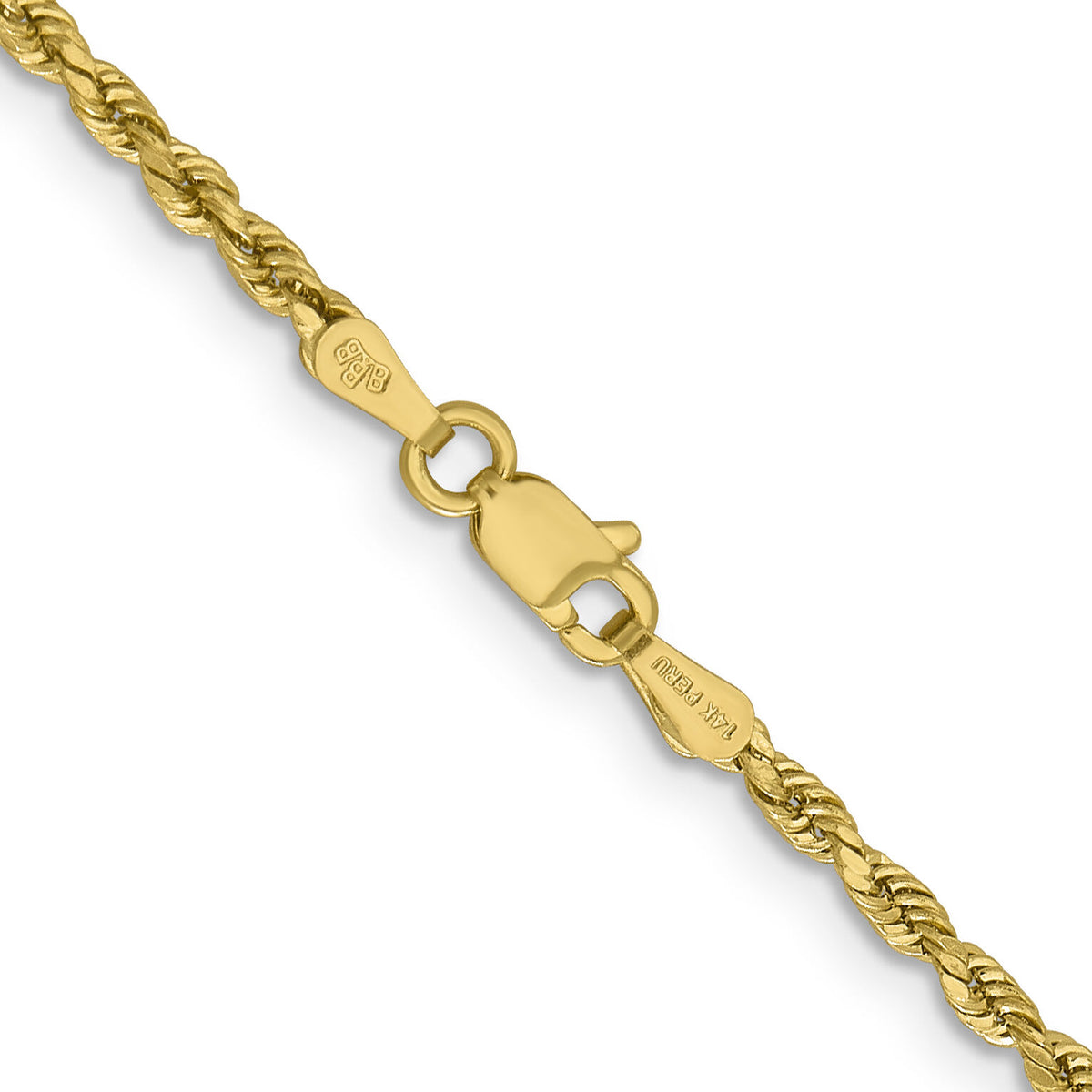 14k 2.3mm Lightweight D/C Rope with Lobster Clasp Chain-018HL-24