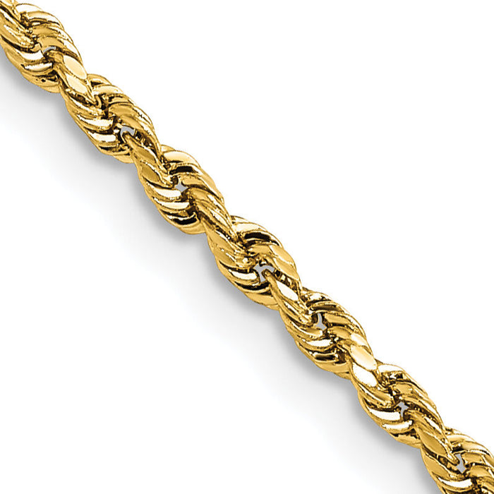 14k 2.3mm Lightweight D/C Rope with Lobster Clasp Chain-018HL-24