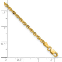 14k 2.25mm  Diamond-cut Rope Chain Anklet-018L-10