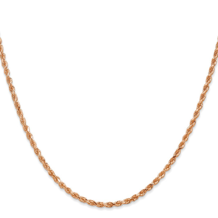 14K Rose Gold 24 inch 2.25mm Diamond-cut Rope with Lobster Clasp Chain-018R-24