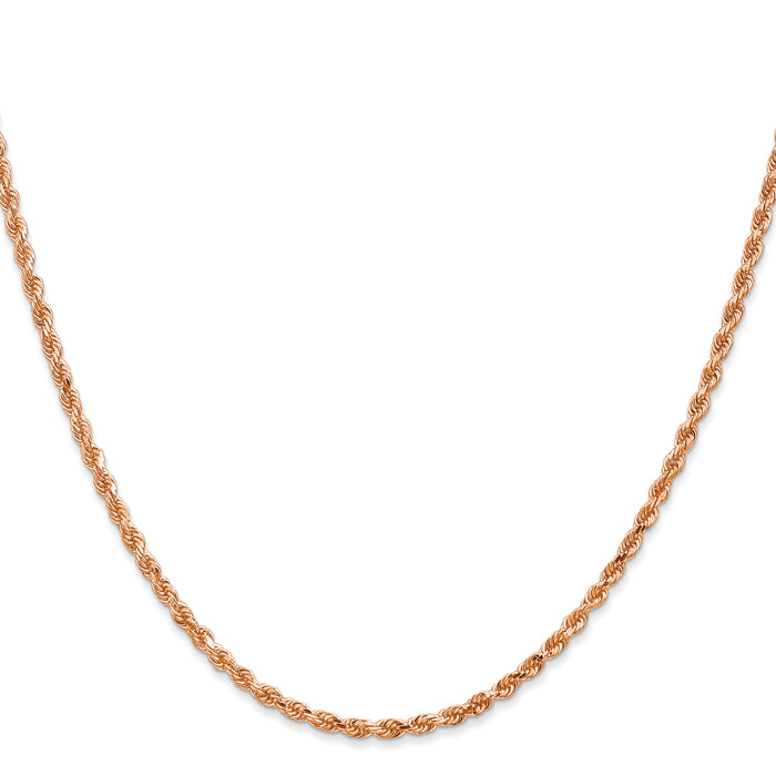 14k Rose Gold 2.25mm D/C Rope with Lobster Clasp Chain-018R-24