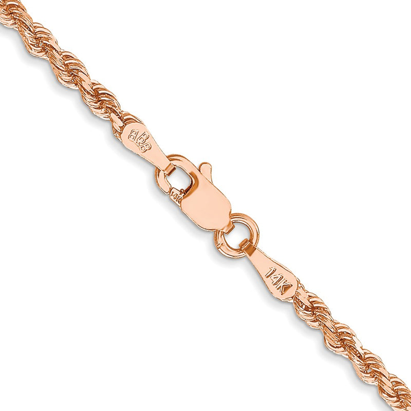 14K Rose Gold 24 inch 2.25mm Diamond-cut Rope with Lobster Clasp Chain-018R-24