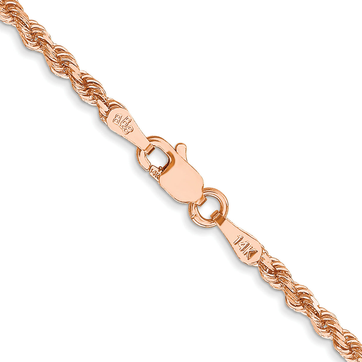14k Rose Gold 2.25mm D/C Rope with Lobster Clasp Chain-018R-30