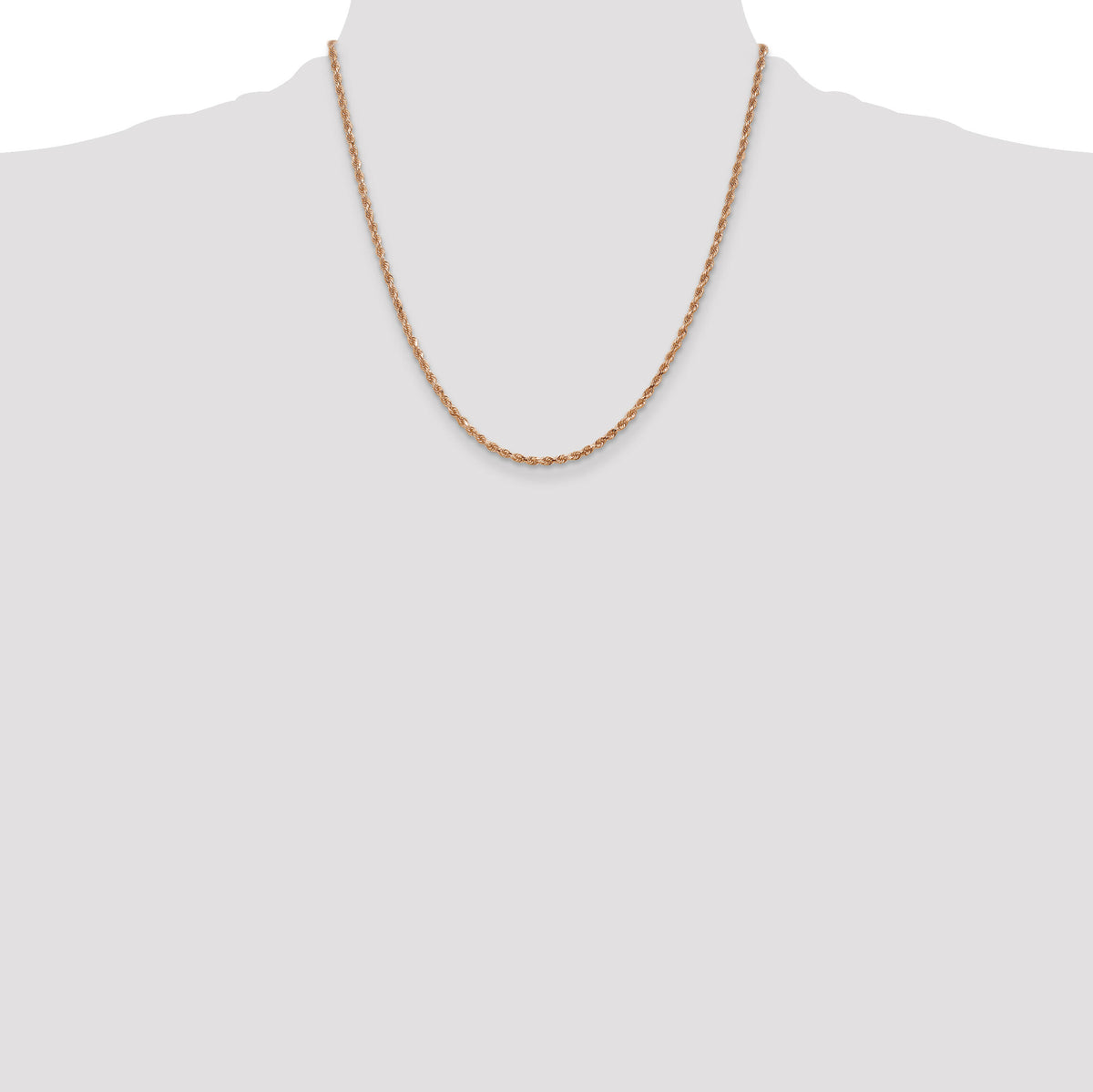14k Rose Gold 2.25mm D/C Rope with Lobster Clasp Chain-018R-20