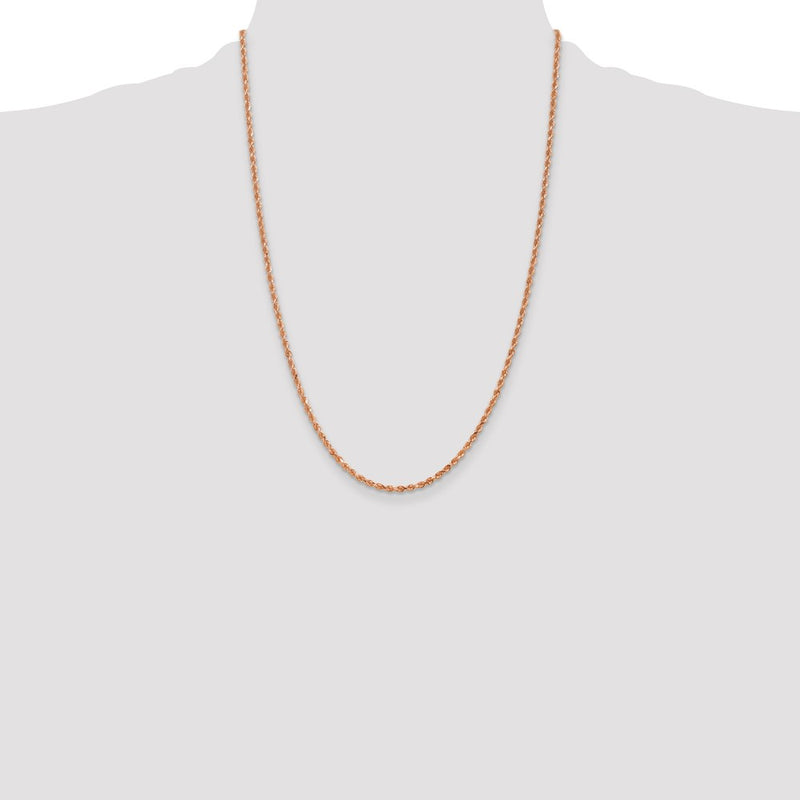 14K Rose Gold 24 inch 2.25mm Diamond-cut Rope with Lobster Clasp Chain-018R-24