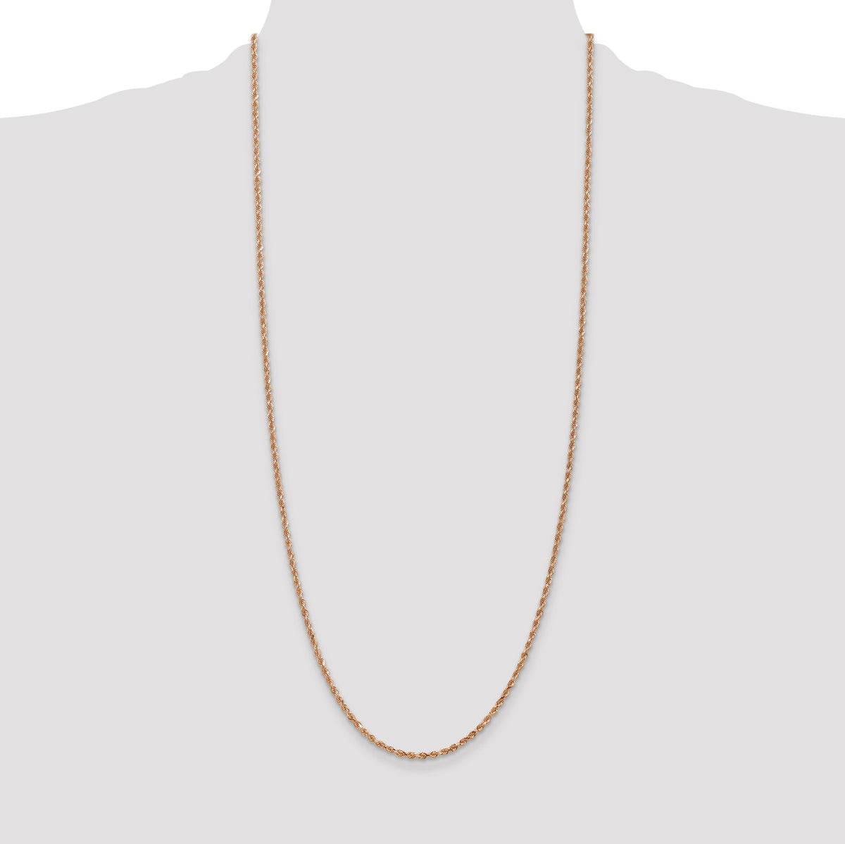 14k Rose Gold 2.25mm D/C Rope with Lobster Clasp Chain-018R-30