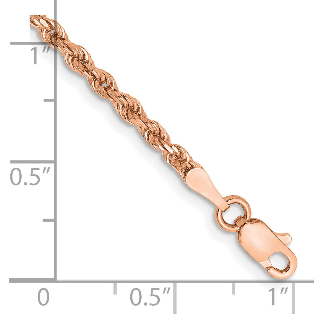 14k Rose Gold 2.25mm D/C Rope with Lobster Clasp Chain-018R-7